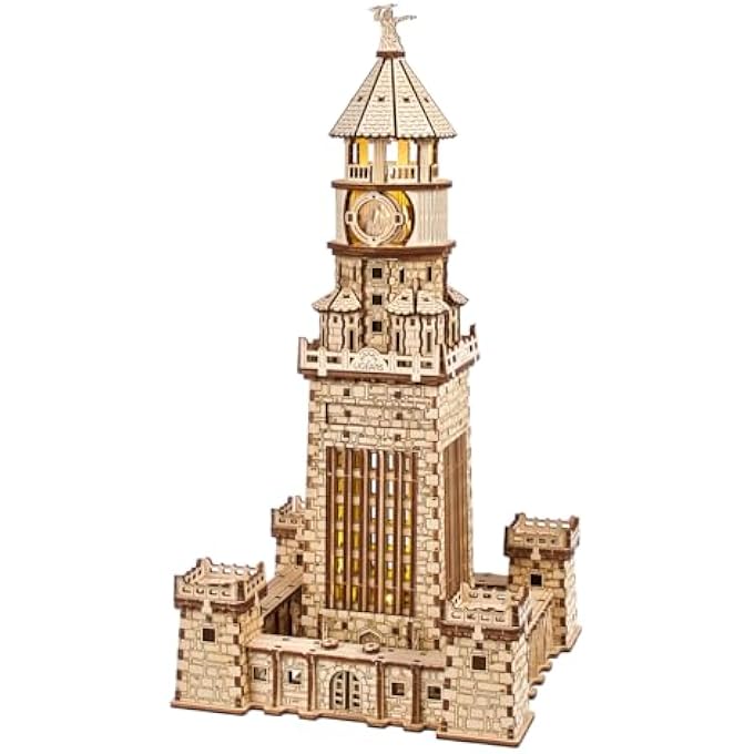 LIGHTHOUSE OF ALEXANDRIA 3D WOODEN PUZZLE FOR ADULTS  WOODEN MODEL KIT WITH LED NIGHT LIGHT, DIY BUILDING HOBBY SET, ANCIENT WORLD LANDMARK, HOME DECOR, BRAIN TEASER, CREATIVE - Image 1